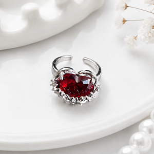Кольцо "Ruby heart" красный, 1шт