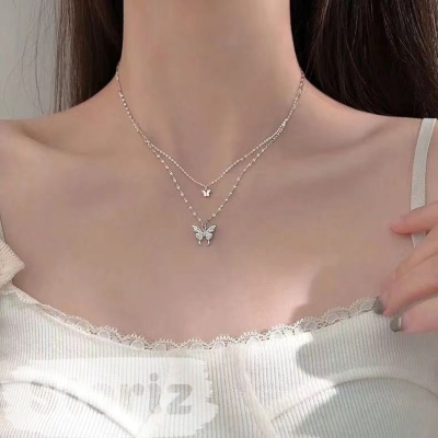 Кулон на цепочке "Butterfly", серебристый