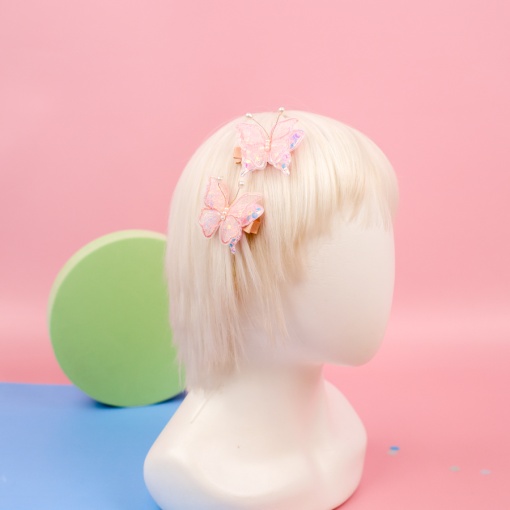 Набор заколок для волос "Бабочка" розовый, 2 шт.