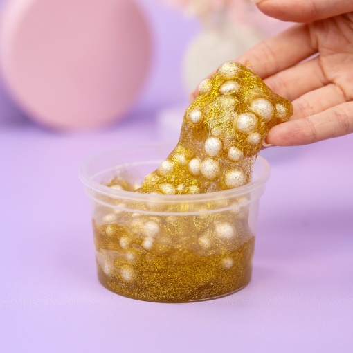 Слайм "Венти" золотые блёстки + шарики, 150 гр. STORIZ