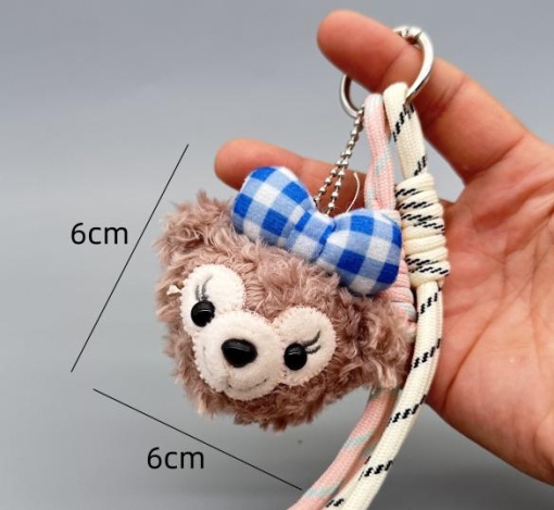 Мягкий брелок "Мишка Duffy" клетчатый бант, синий