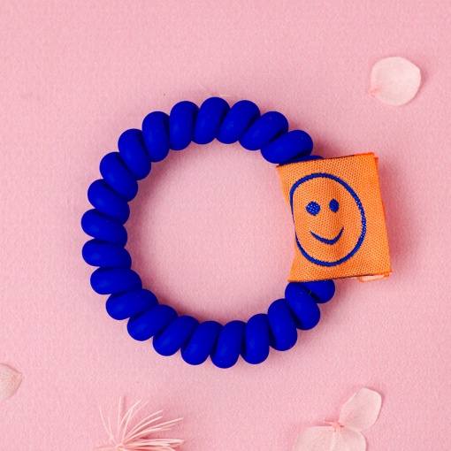 Резинка для волос "Пружинка Смайлик" синий