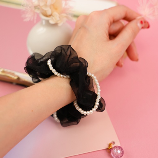 Резинка для волос "Жемчуг" черный