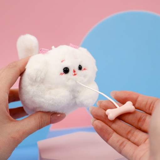 Мягкий брелок "Заводной Щенок" белый, 7см