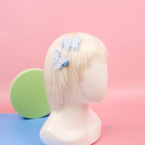 Набор заколок для волос "Бабочка" синий, 2 шт.