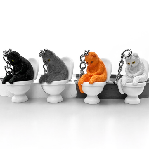 Брелок "Котик на унитазе" черный