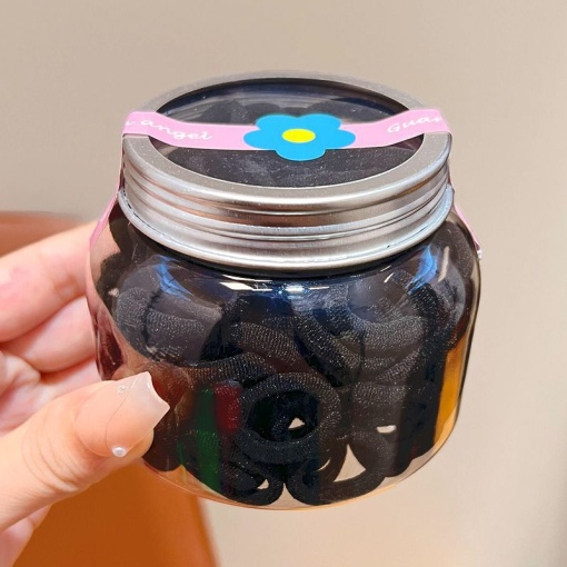 Набор резинок для волос "Jar" черный, 140шт