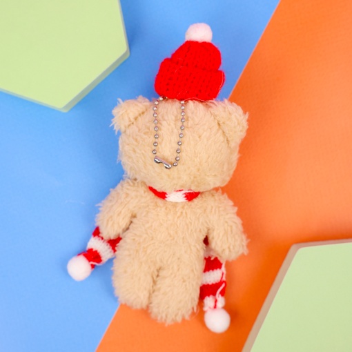 Мягкий брелок "Мишка в шапочке" бежевый