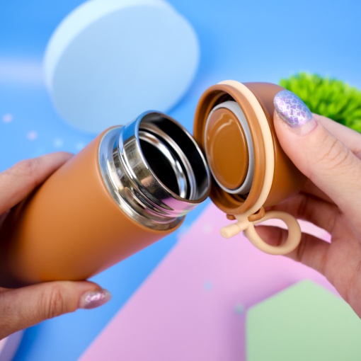 Термос "Peach cha bear" №8399 коричневый, 280 мл. оптом