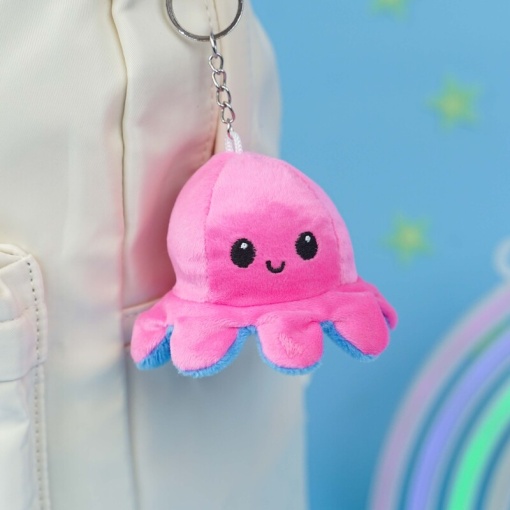 Мягкий брелок-перевертыш "Осьминожек" розовый синий, 10 см