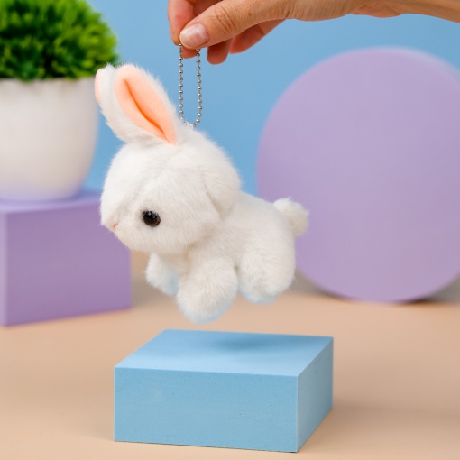 Мягкий брелок "Зайка" белый, 14 см