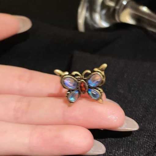 Кольцо "Retro butterfly" красный и голубой