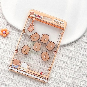 Чехол для карты "Мишки" прозрачный, коричневый