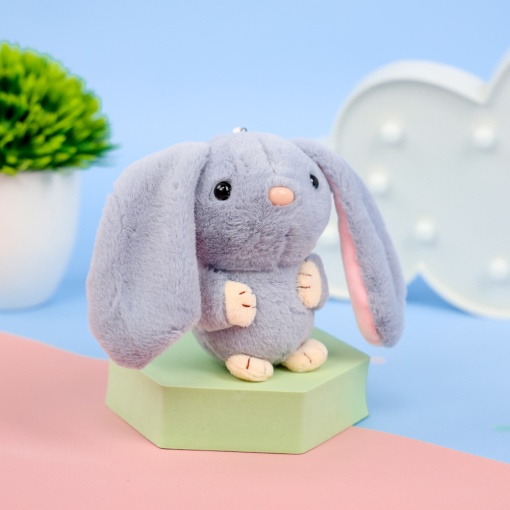 Мягкий брелок "Кролик" серый, 12 см