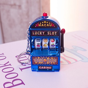 Брелок - игровой автомат "Lucky slot" со звуком, металлик синий
