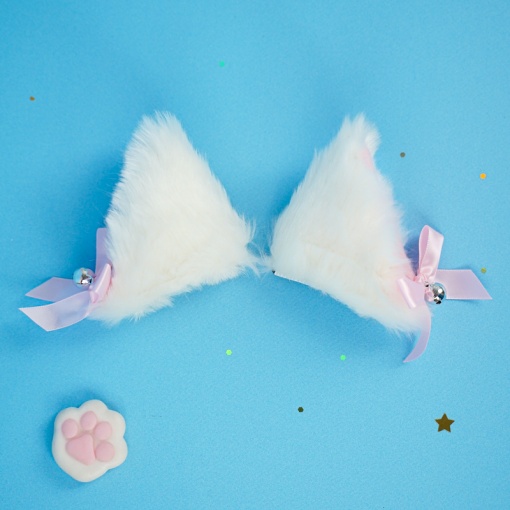 Кошачьи ушки для косплея "Нэко тян" на заколке, белый