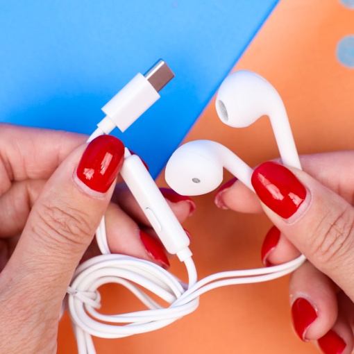 Наушники с чехлом "Панда" №406, розовый (Type-C)