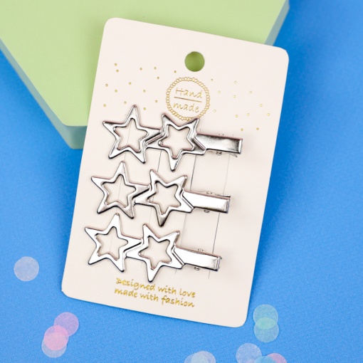 Набор заколок "Silver" Звезды, 3 шт.