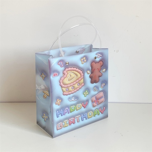 Подарочный пакет "Bear & Cake" 3D, синий, 19х9х21см