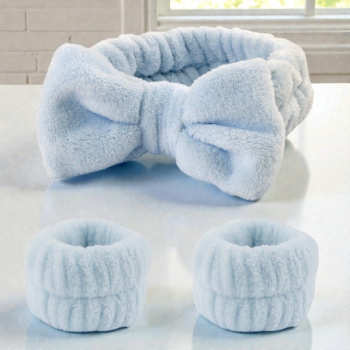 Набор повязка и напульсники "Bow" classic, голубой