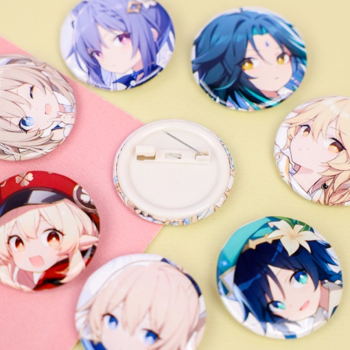 Набор круглых значков "Genshin Impact" № 1, 32 мм (8шт)