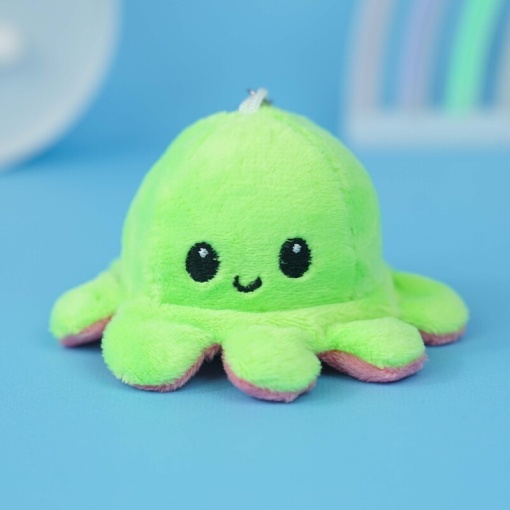 Мягкий брелок-перевертыш "Осьминожек" салатовый светло-розовый, 10 см