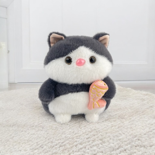 Мягкая игрушка "Серый Кот" с рыбкой, 25см
