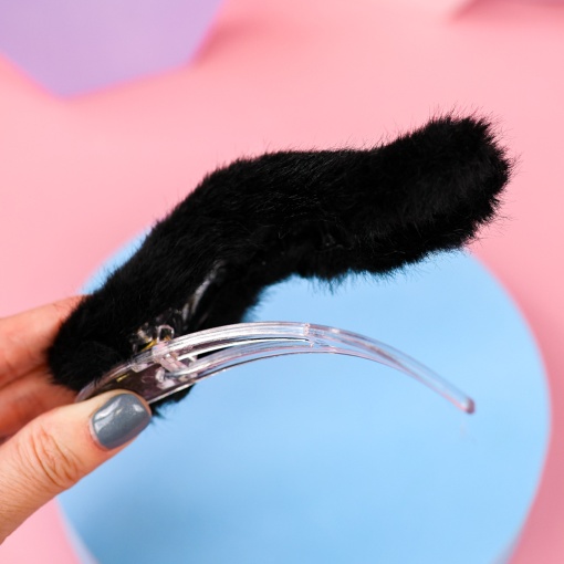Заколка для волос плюшевая "Fluffy fur", черный