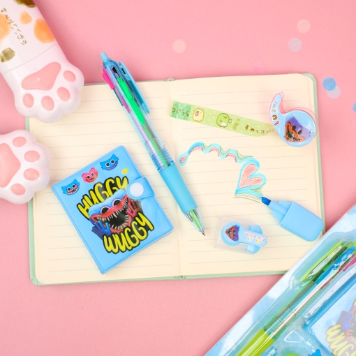 Набор канцелярский "Хагги Вагги" голубой (ручка, блокнот, маркер, скотч)