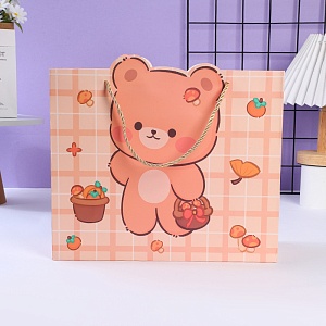 Подарочный пакет "Cute bear" с корзинкой 23x10x18см