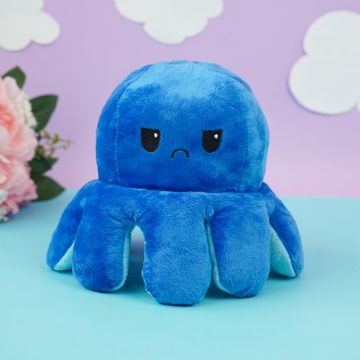 Мягкая игрушка-перевертыш "Осьминожек" синий-голубой, 30см