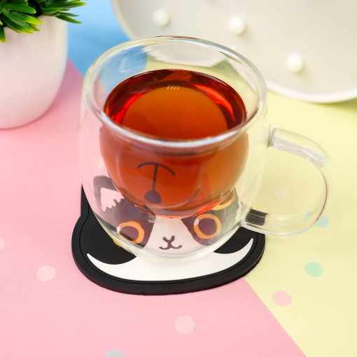 Подставка под кружку "Черно-белый Кот" оптом