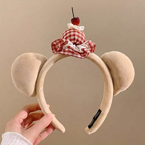 Ободок для волос "Plaid and lace" вишенка