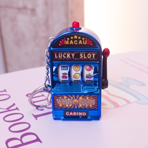 Брелок - игровой автомат "Lucky slot" со звуком, металлик синий