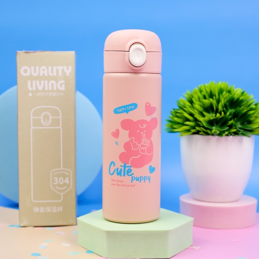 Термос "Cute puppy" №6445 розовый, 390 мл. оптом
