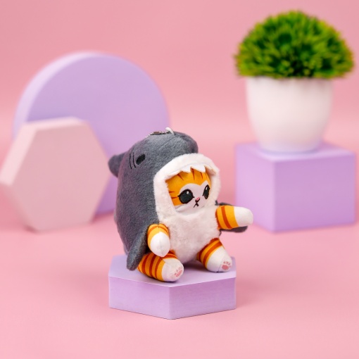 Мягкий брелок "Кото-акула" 12 см, серый