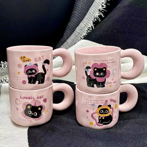 Кружка "Miao" праздничный котик, 400мл, в ассортименте 1шт оптом со склада!