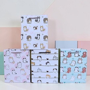 Подарочный пакет "Many cats" 18х23х10см, в асс-те 1шт