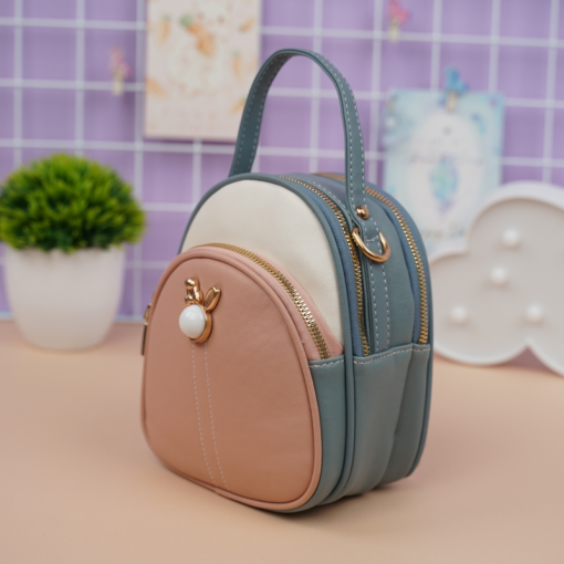 Рюкзак кож.зам."Rabbit" розовый-голубой