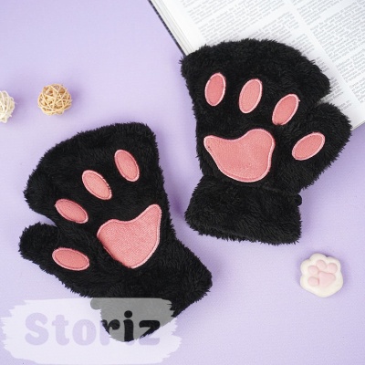 Перчатки без пальцев "Кошачьи лапки" черный