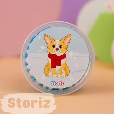 Слайм "Corgi" голубые блестки + шарики, 150 гр. STORIZ