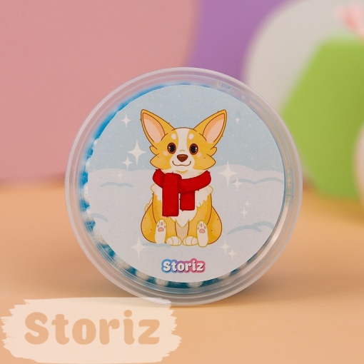 Слайм "Corgi" голубые блестки + шарики, 150 гр. STORIZ