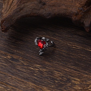 Кольцо "Crow's Heart" черно-красный