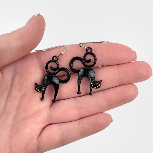 Серьги "Черный котик"