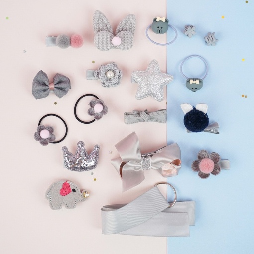 Набор резинок для волос в коробке (серый) 18шт.