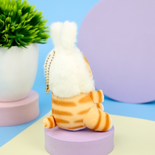 Мягкий брелок "Кото-кролик" бело-рыжий, 12 см