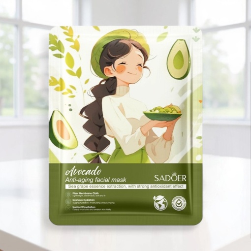 Маска тканевая для лица "Sadoer" girl, авокадо, 25г