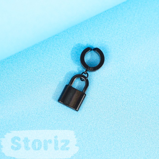 Серьга кафф "Padlock" черный