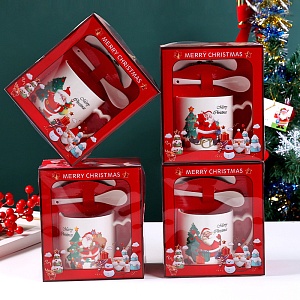 Чайное трио "Merry Christmas", 400мл, в ассортименте оптом со склада!