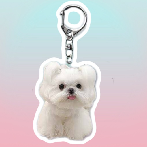 Брелок акриловый "Собачка" мальтезе, белый